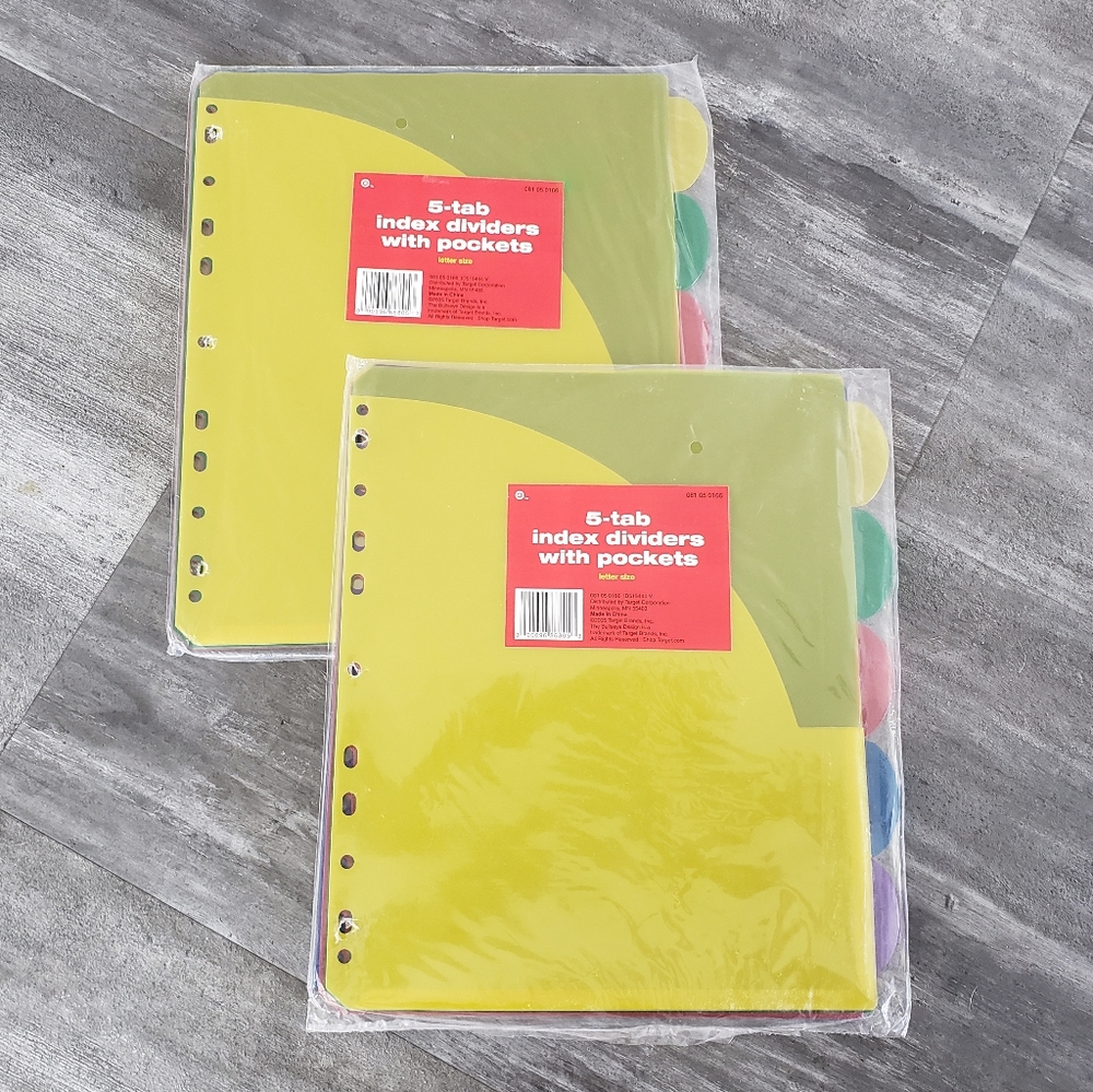 Multicolored 5-Tab Index Divider w/Pocket